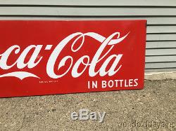 Vintage 1950s 60's Coca-Cola Porcelain Advertising Sign Large 67 by 24 Coke