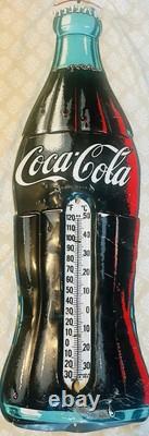 Vintage 1950s COCA-COLA 28 inch COKE BOTTLE ADVERTISING THERMOMETER SIGN