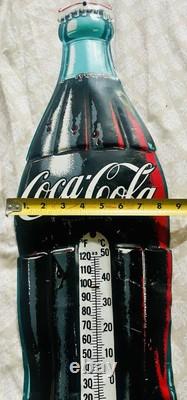 Vintage 1950s COCA-COLA 28 inch COKE BOTTLE ADVERTISING THERMOMETER SIGN