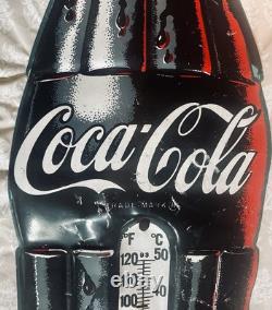 Vintage 1950s COCA-COLA 28 inch COKE BOTTLE ADVERTISING THERMOMETER SIGN
