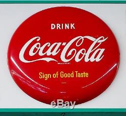 Vintage 1950s Coca Cola Button Sign of Good Taste Diner Menu Sign AM58 Metal
