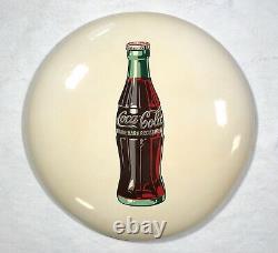 Vintage 1950s Coca Cola COKE 24 White Button Sign Bottle Enamel Metal #2