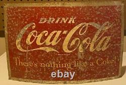 Vintage 1950s Coca-Cola Coke 12x8 Barrel Metal Sign