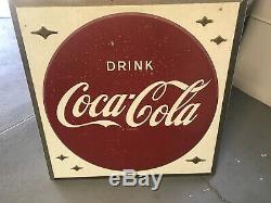 Vintage 1950s Coke Coca Cola Tin Sign 36 X36