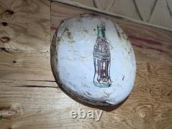 Vintage 1950s Original 36 White Coca Cola Bottle Button Metal Sign Rough Patina