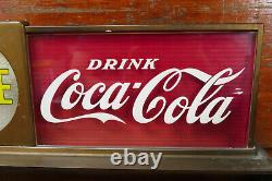 Vintage 1950s Original Coca Cola Light Up Pause Countertop Glass Sign Display