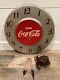 Vintage 1950s Original Drink Coca Cola 18 Round Metal Clock Sign