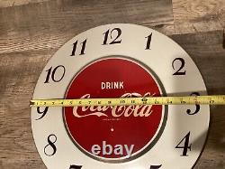 Vintage 1950s Original Drink Coca Cola 18 Round Metal Clock Sign