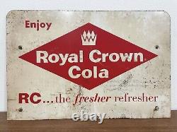 Vintage 1950s RC Cola Double-Sided Tin Sign 16.5x11-The Fresher Refresher-Rare