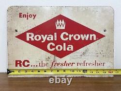 Vintage 1950s RC Cola Double-Sided Tin Sign 16.5x11-The Fresher Refresher-Rare