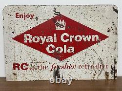 Vintage 1950s RC Cola Double-Sided Tin Sign 16.5x11-The Fresher Refresher-Rare