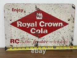 Vintage 1950s RC Cola Double-Sided Tin Sign 16.5x11-The Fresher Refresher-Rare
