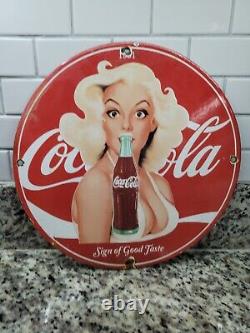 Vintage 1951 Coca Cola Porcelain Sign Marilyn Monroe Coke Soda Beverage Bottle