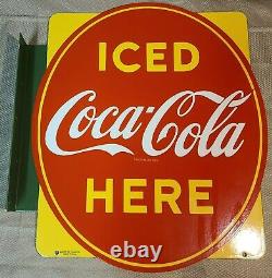 Vintage 1951 Porcelain P&M Co Coca Cola Double Sided Flange Sign