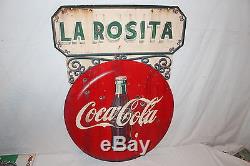 Vintage 1952 Coca Cola La Rosita Restaurant Soda Pop 2 Sided 33 Metal Sign