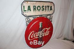 Vintage 1952 Coca Cola La Rosita Restaurant Soda Pop 2 Sided 33 Metal Sign