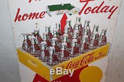 Vintage 1952 Coca Cola Soda Pop Bottle Take A Case Home Today 28 Metal Sign