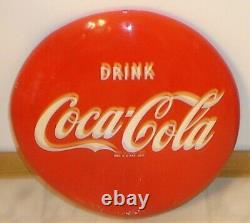 Vintage 1952 Drink Coca-Cola 16 Advertising Soda Button Sign Original (Dated)