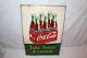 Vintage 1953 Coca Cola Take Home A Carton Soda Pop Bottle 28 Metal Sign