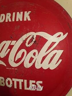 Vintage 1954 Drink Coca Cola In Bottles Metal Round Button Sign 36 Inch