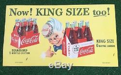 Vintage 1955 Coca Cola King Size Sign, Sprite Boy NOS 1950's