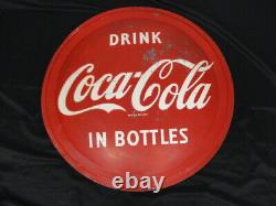 Vintage 1955 Drink Coca-Cola in Bottles Round Metal Sign 35 3/4 Diameter