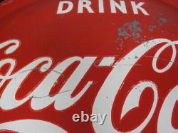 Vintage 1955 Drink Coca-Cola in Bottles Round Metal Sign 35 3/4 Diameter