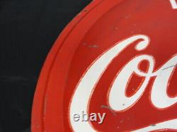 Vintage 1955 Drink Coca-Cola in Bottles Round Metal Sign 35 3/4 Diameter