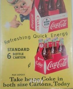 Vintage 1955 King Size Coca Cola Litho Sprite Boy Advertisement Sign 27X17 WOW