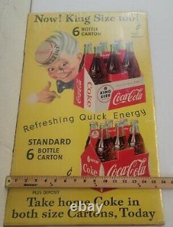 Vintage 1955 King Size Coca Cola Litho Sprite Boy Advertisement Sign 27X17 WOW