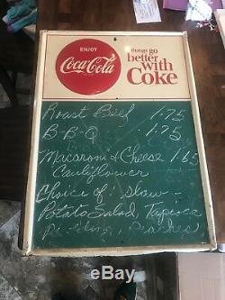 Vintage 1956 Coca-Cola Menu Chalk Board Sign Antique Coke Soda Metal Embossed