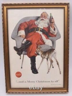 Vintage 1956 Coca-Cola merry Christmas to all framed rare