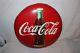 Vintage 1957 Coca Cola Button Soda Pop Bottle Gas Station 24 Curved Metal Sign
