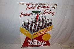 Vintage 1957 Coca Cola Soda Bottle Take A Case Home Today 28 Metal Sign