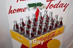 Vintage 1957 Coca Cola Soda Bottle Take A Case Home Today 28 Metal Sign
