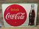 Vintage 1957 Embossed Coca-Cola Sign Antique Coke Soda Button Store RARE 9820