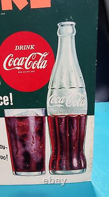 Vintage 1958 Coca-Cola Cardboard Sign King Size COKE Counter Top Advertising 17