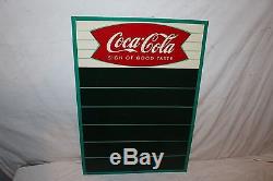 Vintage 1959 Coca Cola Fishtail Restaurant Menu Board Soda Pop 28 Metal Sign
