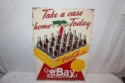 Vintage 1959 Coca Cola Soda Pop Bottle Take A Case Home Today 28 Metal Sign