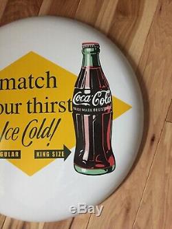 Vintage 1959 Match Your Thirst Coca Cola 16 Dia Button Sign In Mint Condit