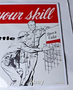 Vintage 1960 Coca-Cola Fishtail Test Your Skills Cardboard Sign 14 x 11