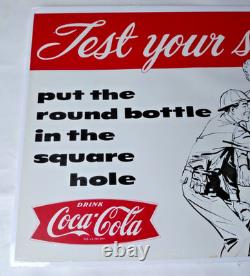 Vintage 1960 Coca-Cola Fishtail Test Your Skills Cardboard Sign 14 x 11