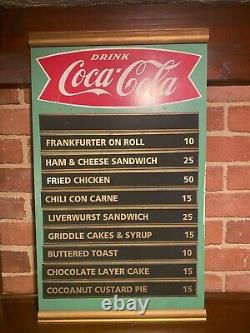 Vintage 1960's Coca Cola Diner/ Restaurant Menu Board Advertising Sign