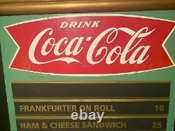 Vintage 1960's Coca Cola Diner/ Restaurant Menu Board Advertising Sign