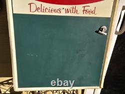 Vintage 1960's Coca Cola Fishtail Chalkboard Sign Menu Board w Clipped Corner