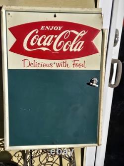 Vintage 1960's Coca Cola Fishtail Chalkboard Sign Menu Board w Clipped Corner