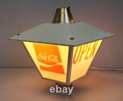 Vintage 1960's Enjoy COCA-COLA Open Lantern Light Rotating Hanging Display Sign