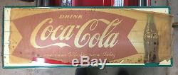 Vintage 1960's Fishtail Logo Coca-Cola Original Metal Sign