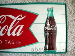 Vintage 1960's Original Fish Tail Coca Cola Sign. 31 3/4 11 3/4