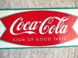 Vintage 1960's Original Fish Tail Coca Cola Sign. 31 3/4 11 3/4